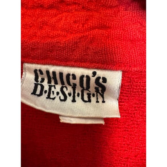 Vintage Chicos Design Womens Button-Up Jacket Size 1 Long Sleeve Red 100% Cotton - Picture 5 of 5